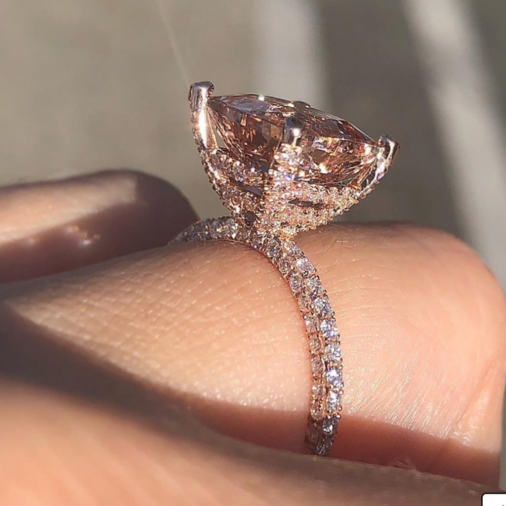 New Champagne Cushion-Cut Engagement 14k Rose Gold